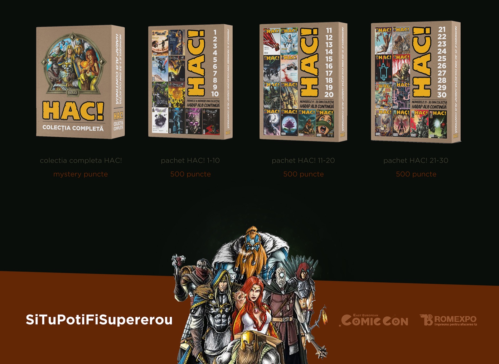 HAC! magazine bundles with the number of redeemable points needed for each.