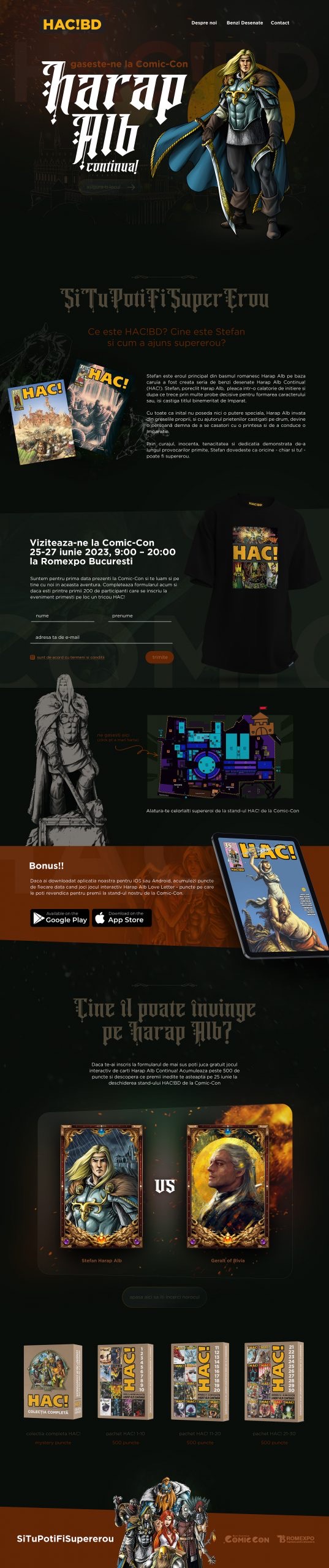 The complete HAC!BD Comic Con landing page from header to footer.