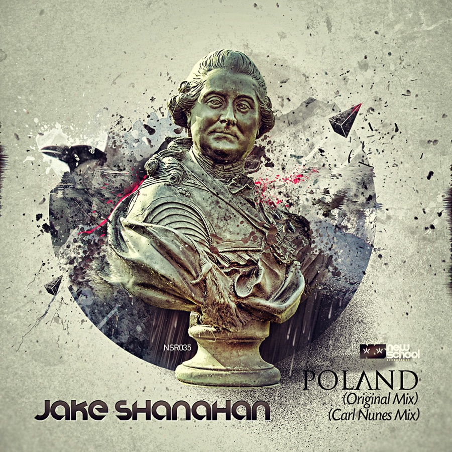 Cover for Jake Shanahan, Poland (NSR035): a classical bust shattering into fragments.